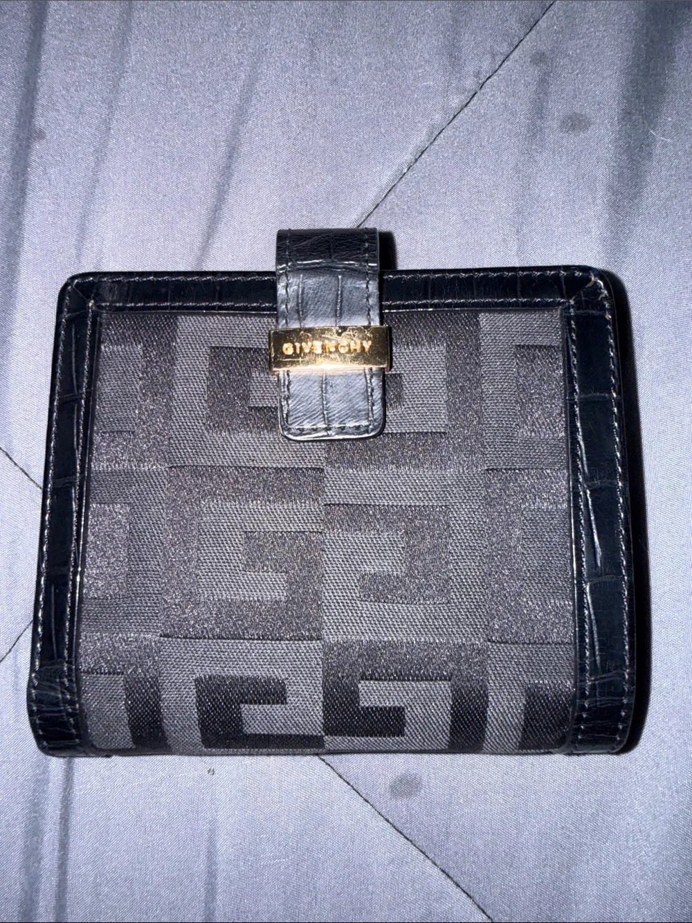 Givenchy Black Logo Canvas Wallet with Gold Accent